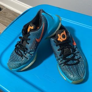 NIKE KD 8 KEVIN DURANT OKC AQUA BLUE ORANGE SHOES
768867-480